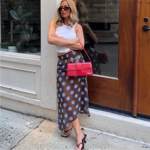 Zara 2pcs POLKA DOT ASYMMETRIC SKIRT+ Top Set